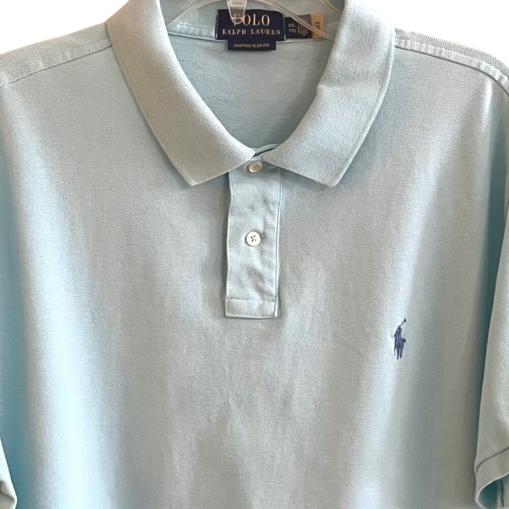 Polo Ralph Lauren Custom Slim‎ Fit Light Teal Short Sleeve Polo Shirt Pony XXL